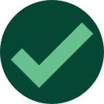 A dark green circle with a light green check in it