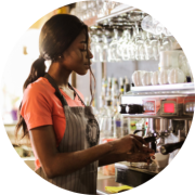 A young woman with cancer returns to work as a barista