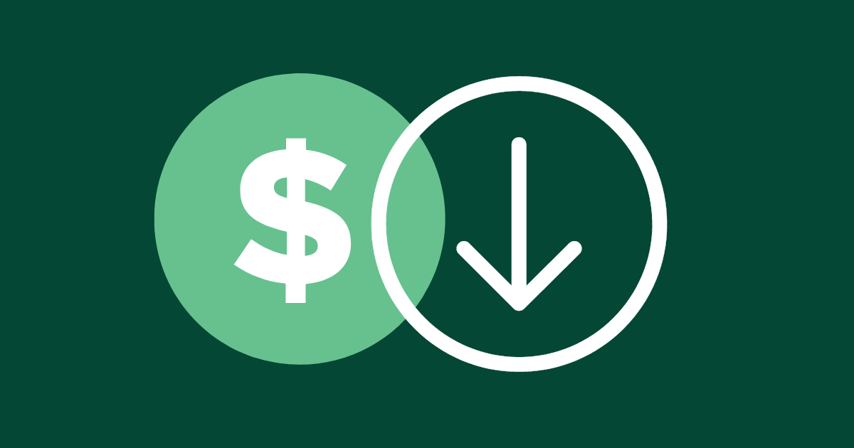 A dollar sign sits next to an arrow points downward, representing the effect of the Inflation Reduction Act