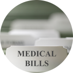 A white file tab with black text that says "Medical Bills"