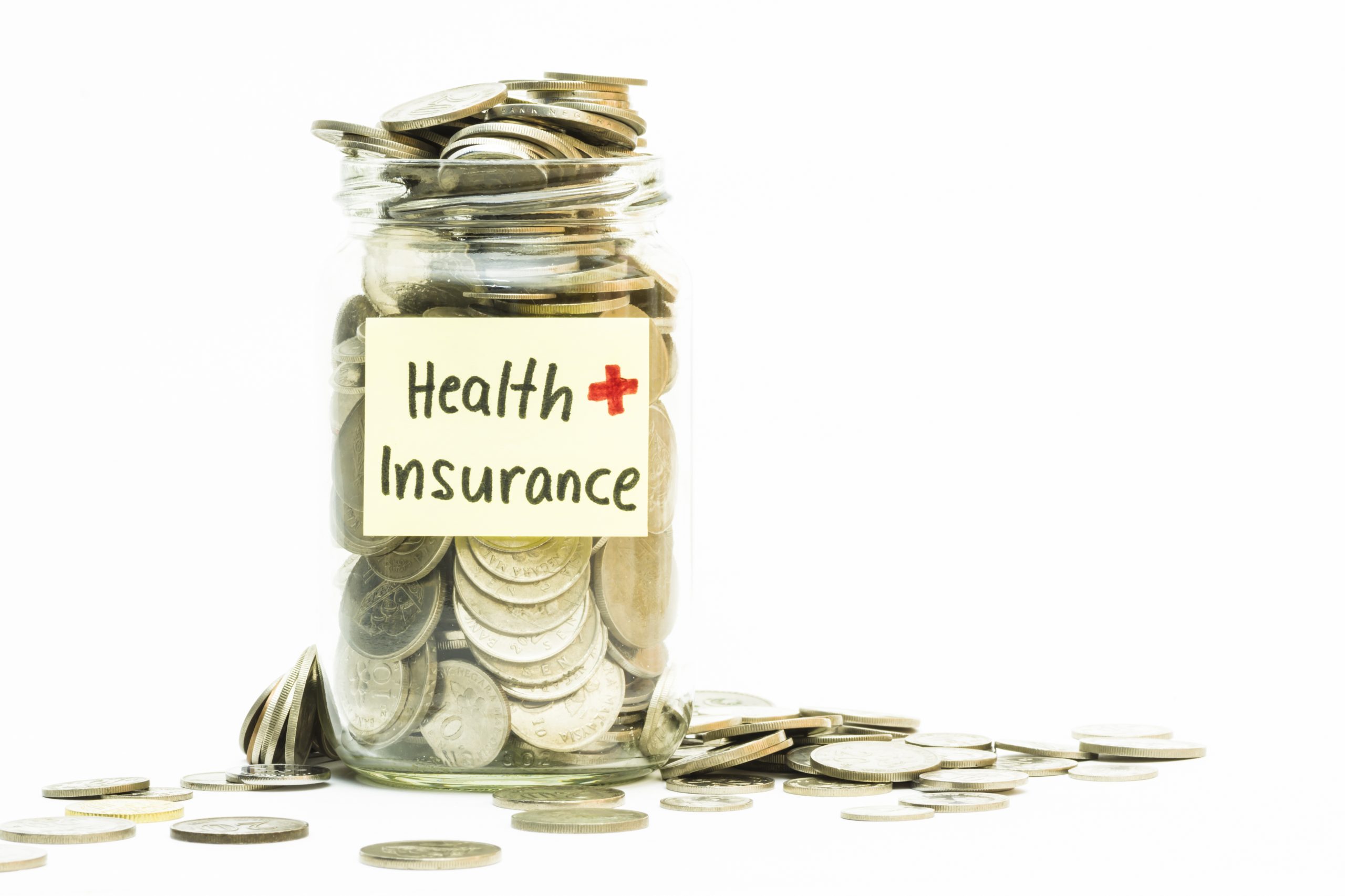 Jar of money from income for health insurance medicare premium