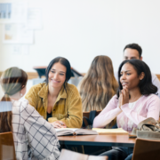 Students at school table